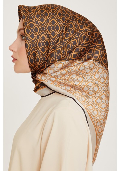 Armine İpek Eşarp 2025 Kış - 9248-85 Twill - Taş Gold