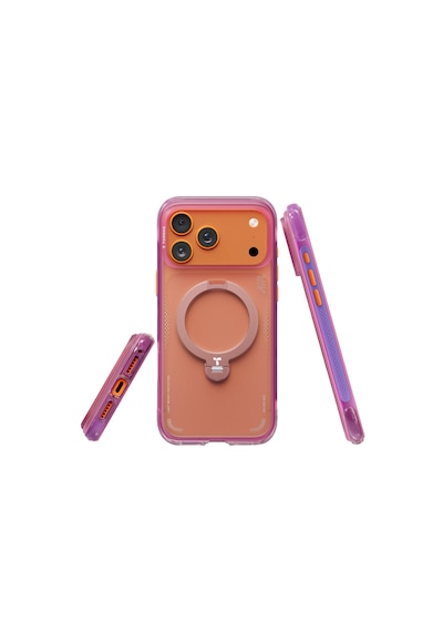 Torras Apple iPhone Uyumlu 17 Pro O Stand Q3 Spin Air Serisi Magsafe Kılıf - Lacivert Pembe
