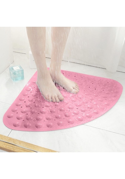 Mainshop Köşe Banyo Duş Paspası Ve Duşakabin Paspasları Tahliye Delikli 54x54 Cm M-163 Pembe