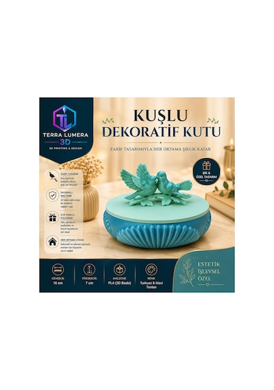 Kuş Figürlü Dekoratif Takı Kutusu 3d Baskı Mücevher Ve Aksesuar Saklama Kabı Çok Renkli