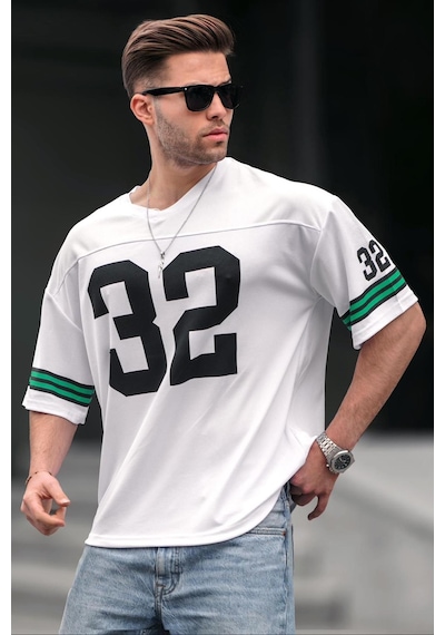 Madmext Beyaz Baskılı Oversize Erkek Tişört 5838-beyaz Beyaz