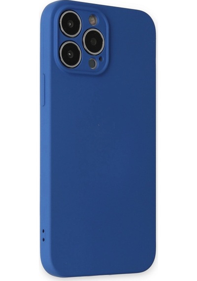Apple  Uyumlu  iPhone 13 Pro Kılıf Nano İçi Kadife Silikon Lacivert,