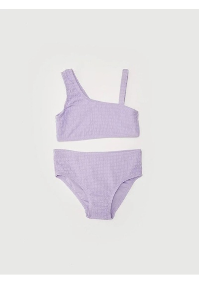 Deep Beach Dokulu Kumaş Kız Çocuk Bikini Takım Bej