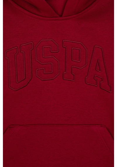 U.S. Polo Assn. Kız Çocuk Koyu Frambuaz Kapüşonlu Şardonlu Basic Sweatshirt 50314311-VR104
