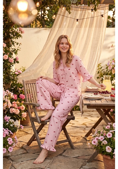 Elitol Bürümcük Örme Bağlamalı Kadın Sabahlık Pijama Takımı Desenli-13 Elitol Bürümcük Örme Bağlamalı Kadın Sabahlık Pijama Takımı Desenli-13