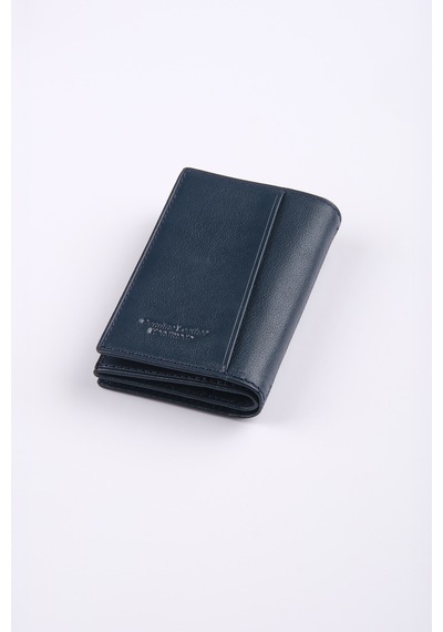 Ancora Leather Hakiki Deri Minimal Kartlık-26206 Lacivert
