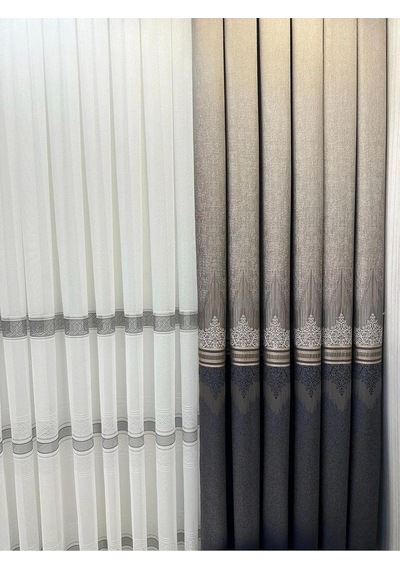 Lexroo Titus Fj632145 V-5329 Kahve 1/3 Sık Pileli Fon Perde 80 X 270 Çok Renkli
