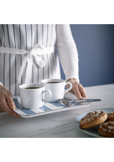 Ikea Soldatfısk Tepsi Çizgili Beyaz-gri-mavi 20x28 Cm 90607853 Çok Renkli