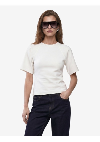 Koton Modal Kumaş Slim Fit Kısa Kollu Bisiklet Yaka Tişört Ekru 6sak50389ek
