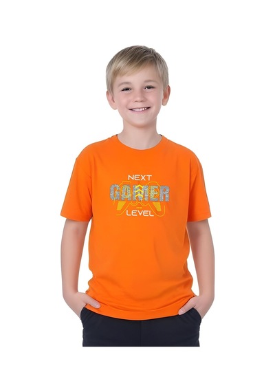 Fyk Kids Erkek Çocuk Yazlık Gamer Baskılı Alt-üst Takım Turuncu