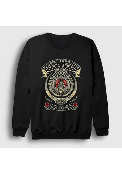 Presmono Unisex Obey Black Sabbath Sweatshirt Siyah