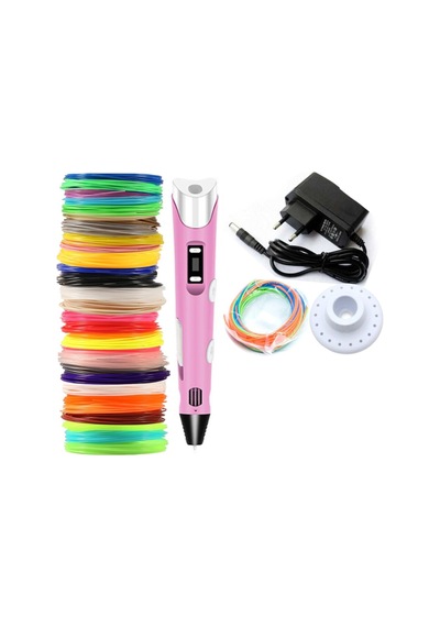 Uretmaker Pembe Renk 3D Pen Kalem Yazıcı ve 70 M Pla Filament 10 Renk x 7 M
