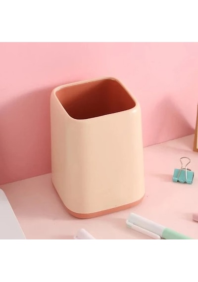 Renkli Plastik Masaüstü Kalemlik Kawaii Tek Gözlü Şık Kalemlik - Pembe Pembe