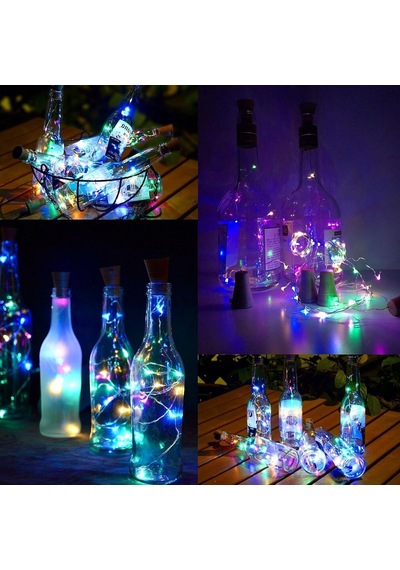 6'li Paket Güneş Enerjili Şarap Şişesi Işıkları, 20 Led Su Geçirmez Bakır Mantar Güneş Işığı Düğün, N Diğer