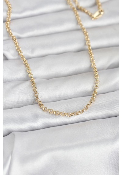 Ceylan Adam Cm 14k Gold Renk Halka Zincir Model 60 Cm Kadın Kolye Çok Renkli