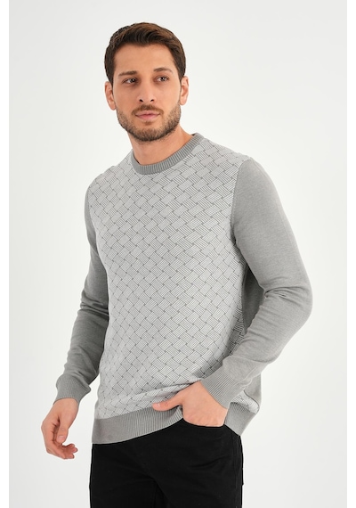 Alexander Gardi Alexandergardı Bisiklet Yaka Desenlı Regular Fit Kazak E24-eze-01 Gri