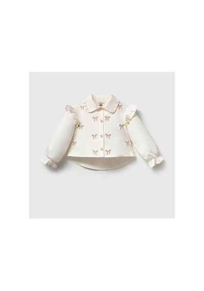 Ministok Miss Ladies Fiyonk Nakışlu Gömlek Pantolon 2 Li Takım Kahverengi