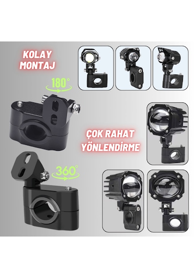 Motosiklet Gidon Koruma Demiri Sis Farı Montaj Ayağı 2 Adet Alüminyum Braket 18-32mm Ayarlanabilir