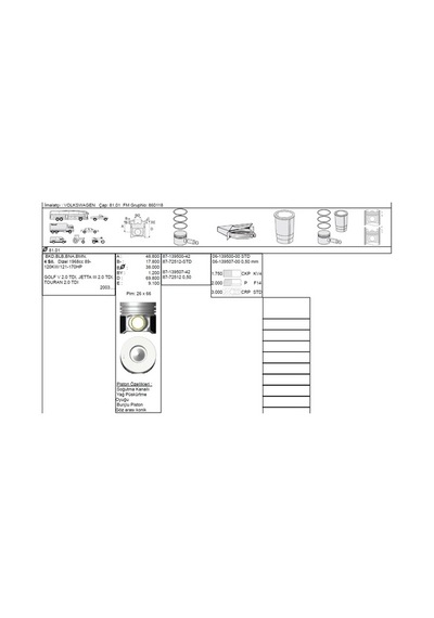 Goetze 87-72512-std Pıston+segman 8100 Mm Audi A4 2.0 Tdı Bre Bna Brf Bkd 8772512std Diğer