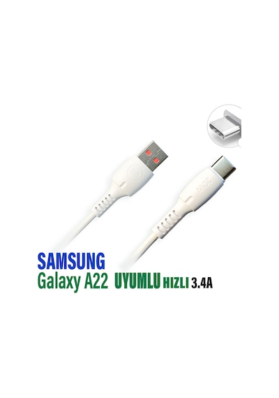 Samsung Uyumlu A22 Şarj Kablosu 3.4a 20w Hızlı Type C Şarj Kablosu