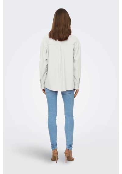 Only Kadın Cepli Keten Gömlek Oversize Fit Onlcaro - 15278795 001