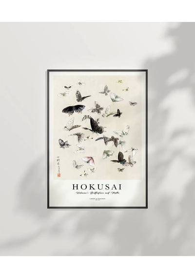 Çerçevesiz Poster Hokusai Hokusai'nin Kelebekleri Ve Güveleri