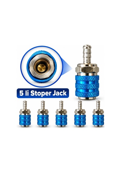 5 Adet - 1/2 İç Ve Dış Dişli Mavi Stoper Jack