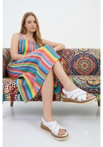 Mamma Mia Kadın Yazlık Anatomik Ortopedik Hakiki Deri Rahat Taban Sandalet Taraklı Ayaklar Bir Beden Büyük. Beyaz Mamma Mia Kadın Yazlık Anatomik Ortopedik Hakiki Deri Rahat Taban Sandalet Taraklı Ayaklar Bir Beden Büyük. Beyaz