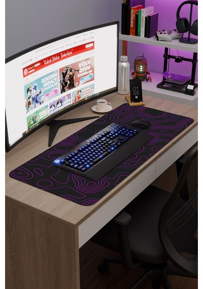 Topography Kaymaz Dikişli Kauçuk Oyuncu Mousepad V4 - 90x40 Xxl Gaming Mouse Pad Fare Altlığı