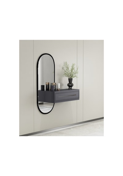 Glow 70cm Duvara Monte Kapaklı Raflı Modern Dresuar Antrasit-gümüş Antrasit-gümüş