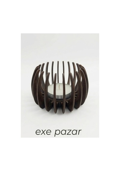 Exe Pazar Litus Tealight Mumluk 8x5 Cm Modern Ev Dekorasyon Hediyelik Ve Konsept Kahverengi