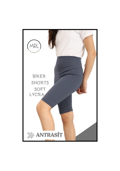 Antrasit Biker Şort Yüksek Bel İç Göstermez Esnek Yumuşak Likralı Soft Tbiker Basics Antrasit