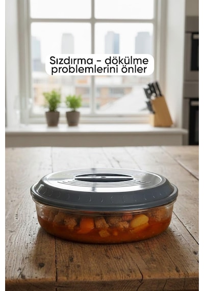 Gri Renk Yuvarlak Borcam Kapağı Sızdırmaz Ve Dayanıklı Plastik Malzemeli Gıda Saklama Kapağı 29 Cm Diğer