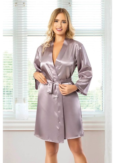 Faal 5909 Kadın Saten Bride Sabahlık-lila Lila