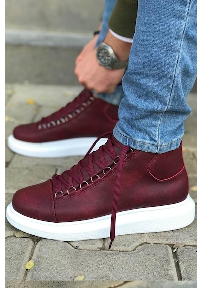 Roof Atelier Erkek Bordo Bağcıklı Kalın Taban Bot - 258 - Cbt Roma Bordo