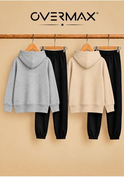 Overmax 2 Li Çocuk Kapüşonlu Eşofman Takımı Sweatshirt & Eşofman Altı 3-12 Yaş Gri-siyah, Bej-siyah - 919953561 Gri-siyah, Bej-siyah