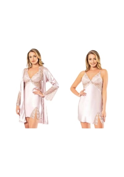 Carmella 1330 Ipek Saten 6 Lı Kadın Gecelik Sabahlık Pijama Takım (551543491)