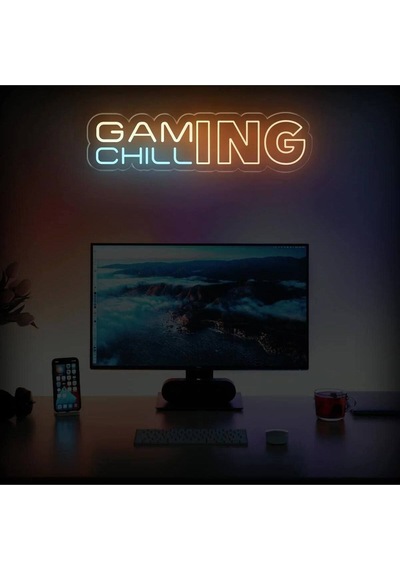 Gamıng Chıll Yazılı Neon Tabela Turuncu