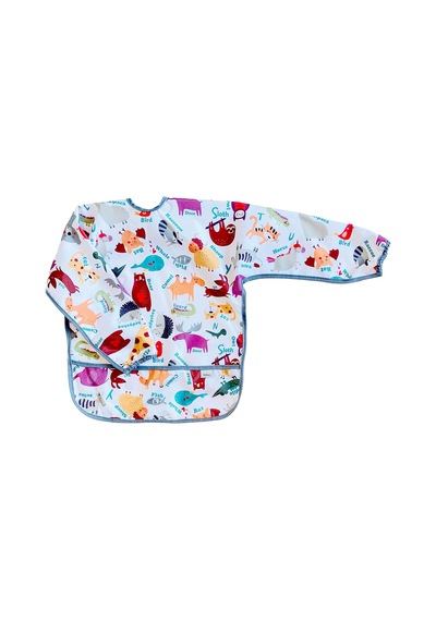 Zoo 3-6 Yaş Bağcıklı Uzun Kollu Boyundan Bağlamalı Bebek Mama Önlüğü