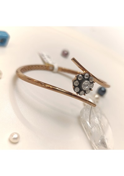 0.44ct Elmas Taşlı Gül Modeli Bileklik Kelepçe 8 Ayar Altın Hd Videolu