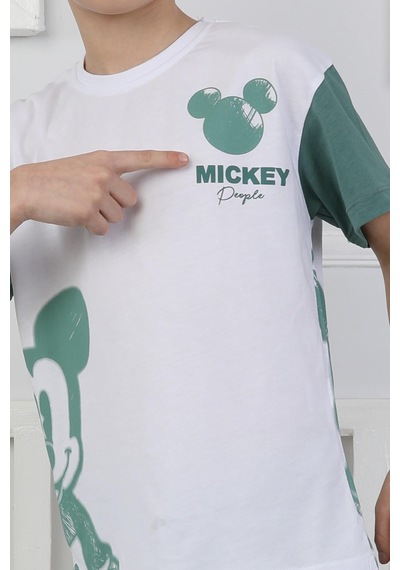 Mickey Baskı Erkek Çocuk Şortlu Takım-90350 Yeşil