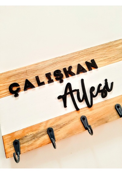 Psacraft Masif Ahşap Anahtar Askısı İsme Özel 26 X 13 Cm Kahverengi
