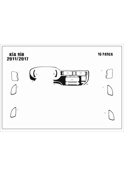 Kia Rio Konsol Kaplama 2011-2017 Piano Black