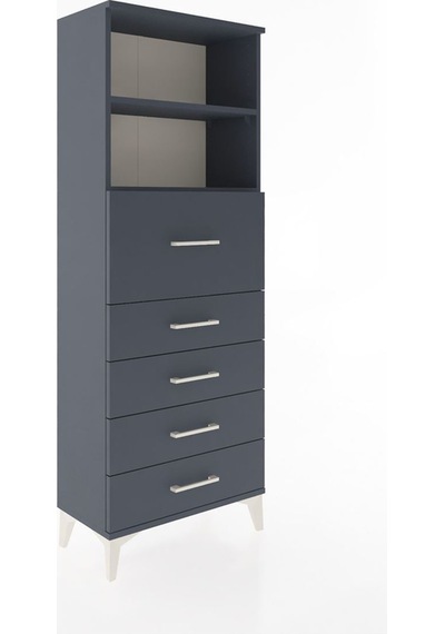 Arges Dolap 2 Raflı 5 Çekmeceli 60x30x163 Antrasit-antrasit Antrasit