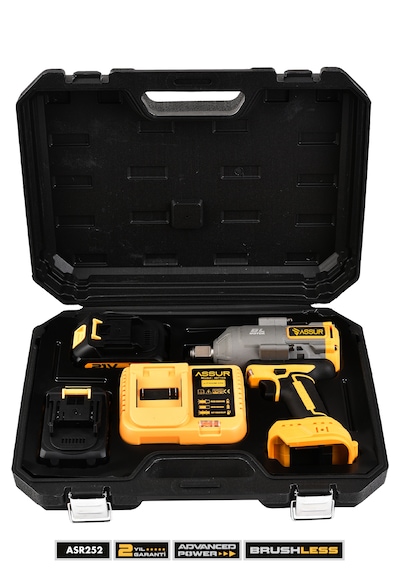 Assur ASR252 21V Çift Akülü 1350 NM Torklu Somun Sıkma & Şarjlı Darbeli Matkap Sarı