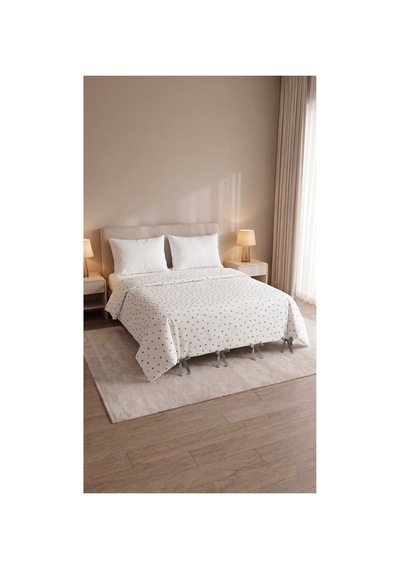 %100 Pamuk Gri Kalpli 4 Bağcıklı Yorgan Kılıfı 220x200 Cm Çift Kişilik Kalp Desenli Nevresim Gri - 927992216 Gri
