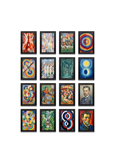 Robert Delaunay Tabloları 16'lı Sticker Seti Laptop Defter Planlayıcı Etiket Çok Renkli