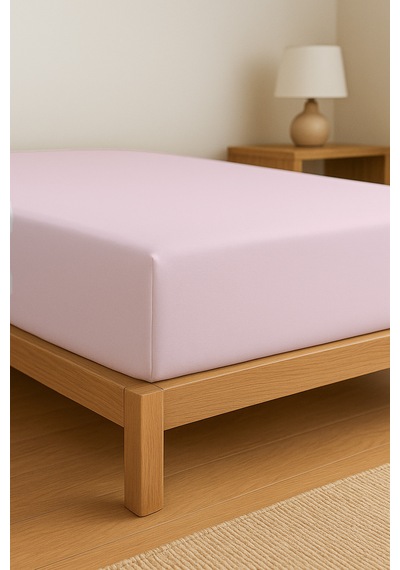 Purecomfort %100 Pamuk Ranforce Çift Kişilik Lastikli Çarşaf 160x200 Beyaz Toz Pembe
