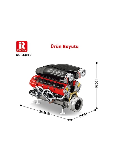 Reobrix Technic 33016 Ferrari Daytone Sp3 Motor Bataryalı&motorlu Yaratıcı Yapı Blok Seti Building Blocks - 1240 Parça