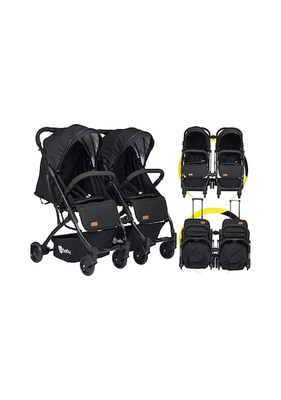 4 Baby Black İkiz Bebek Arabası Drone Sky Kabin  Sistem